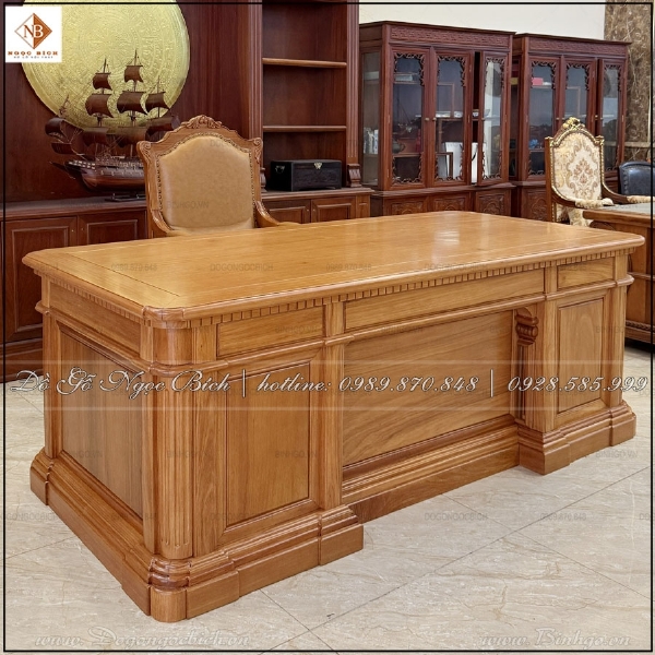 Bàn Giám Đốc mẫu Trumlp gỗ gõ đỏ 2m17