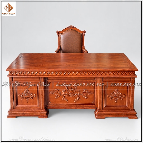 Bàn Giám Đốc gỗ gõ đỏ dài 1m93