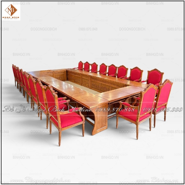 Bộ Bàn Ghế Họp Trực Tuyến Gỗ Tự Nhiên Đẳng Cấp Lãnh Đạo