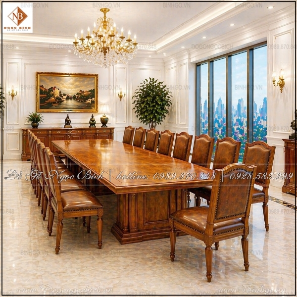 Bộ Bàn Ghế Phòng Họp 16 Chỗ Bằng Gỗ Tự Nhiên Giá Tốt 2026