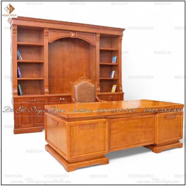 Bộ bàn ghế làm việc gỗ tự nhiên dành cho Phòng Giám Đốc 