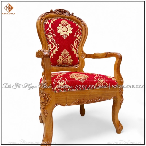 Ghế Giám Đốc Nữ Bọc Vải Đỏ Gỗ Tự Nhiên 