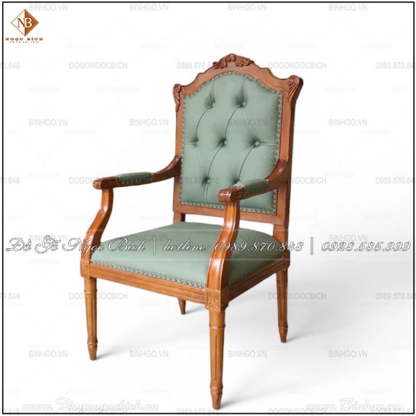 Ghế Giám Đốc Putin 2 Gỗ Gõ Đỏ Bọc Da Xanh Sage Sang Trọng