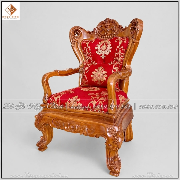 Ghế Lãnh Đạo Gỗ Gõ Đỏ Bọc Gấm Đỏ 