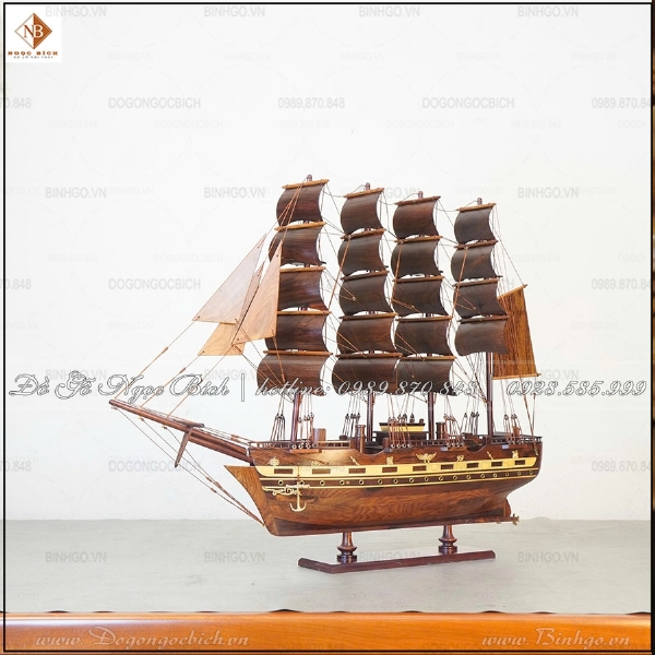 Mô Hình Thuyền France 2 Gỗ Cẩm dài 60cm 