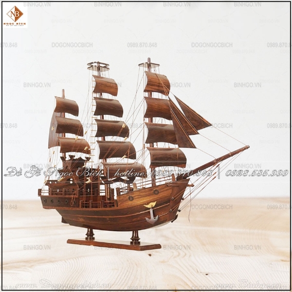 Mô hình tàu đánh cá Thái Lan gỗ cẩm lai dài 80cm