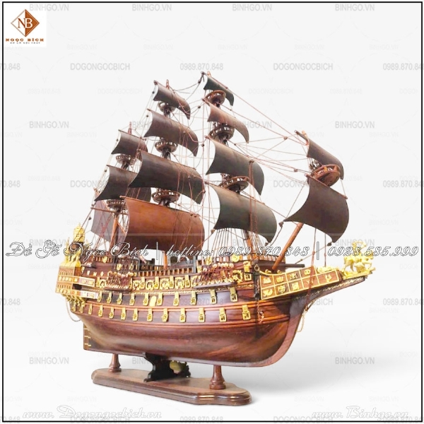 Mô Hình Thuyền Mẫu Le Sollell Royal 1669 dài 80cm gỗ cẩm 