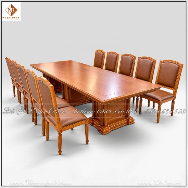Bàn họp giao ban 12 ghế gỗ tự nhiên