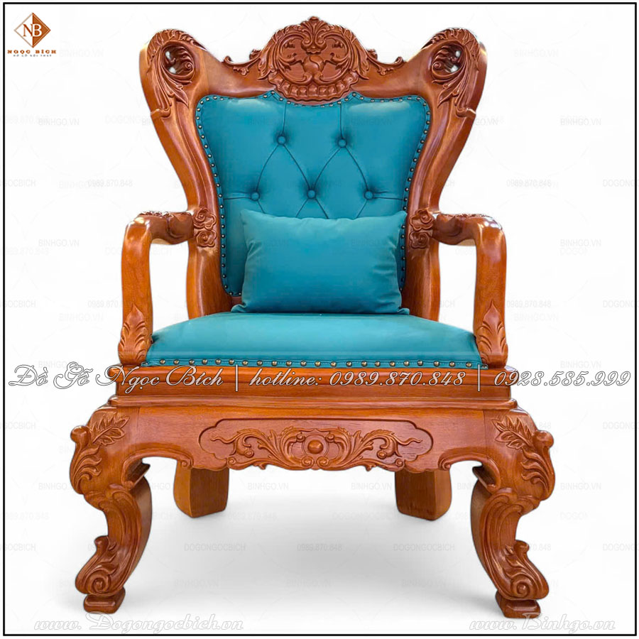 Ghế được ọc da xanh ngọc lam