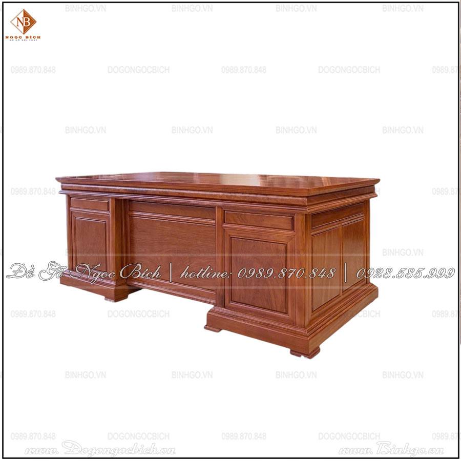 Bộ Bàn Ghế Làm Việc Mẫu Hoa Lá Tây Trơn dài 197cm
