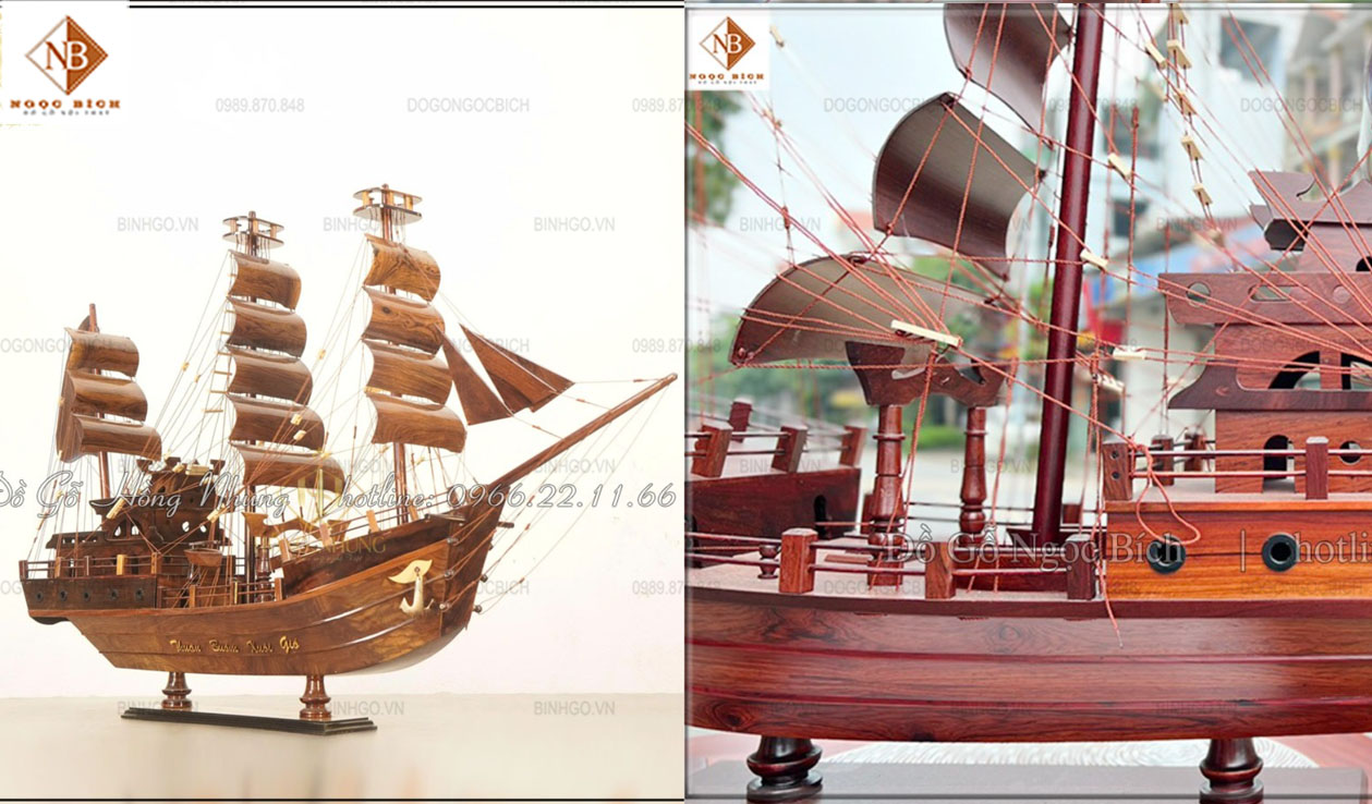 Mô hình thuyền gỗ cẩm 