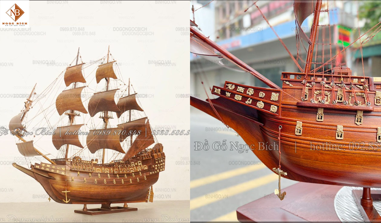 Mô hình thuyền gỗ hương ta