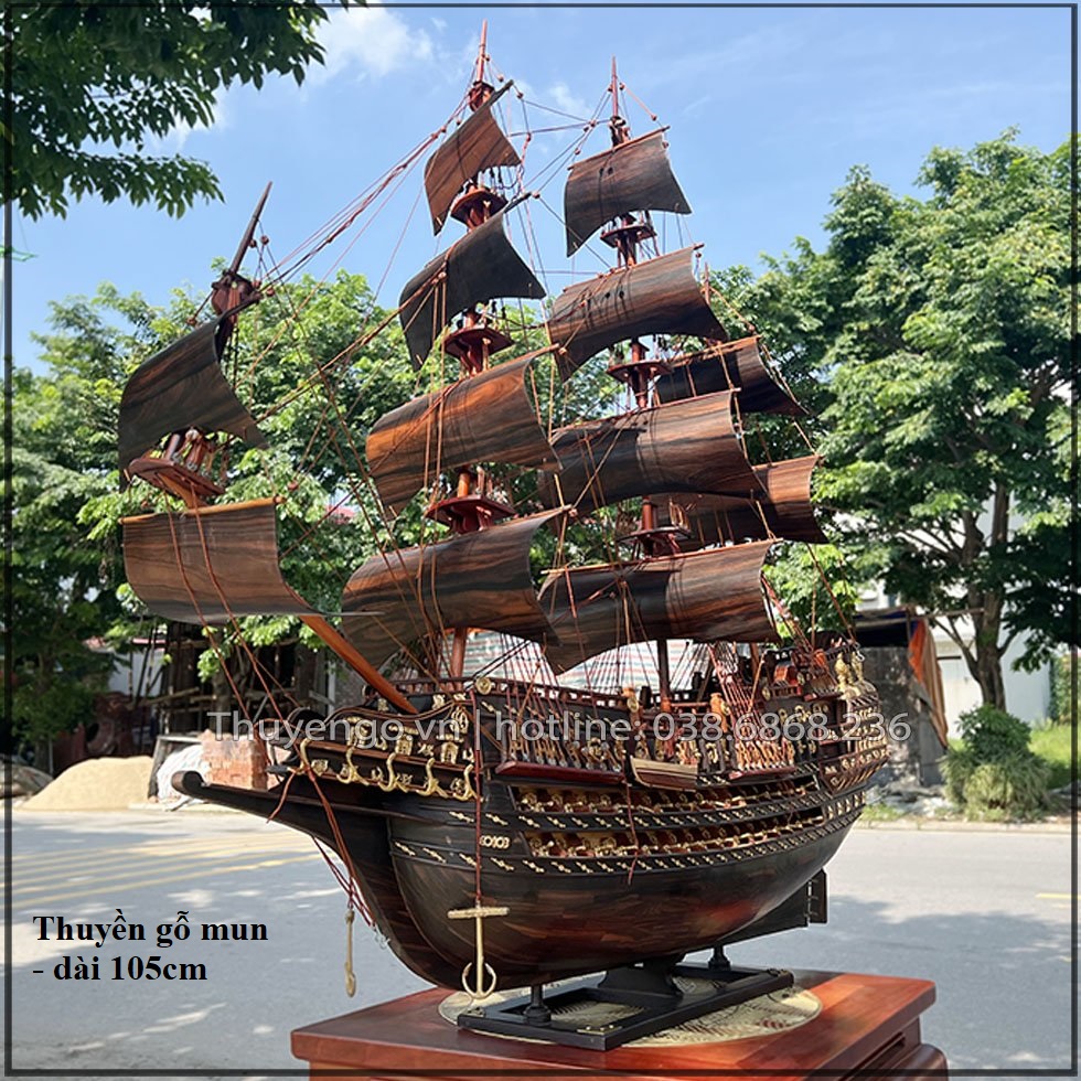 Mô hình thuyền gỗ mn - dài 105cm 